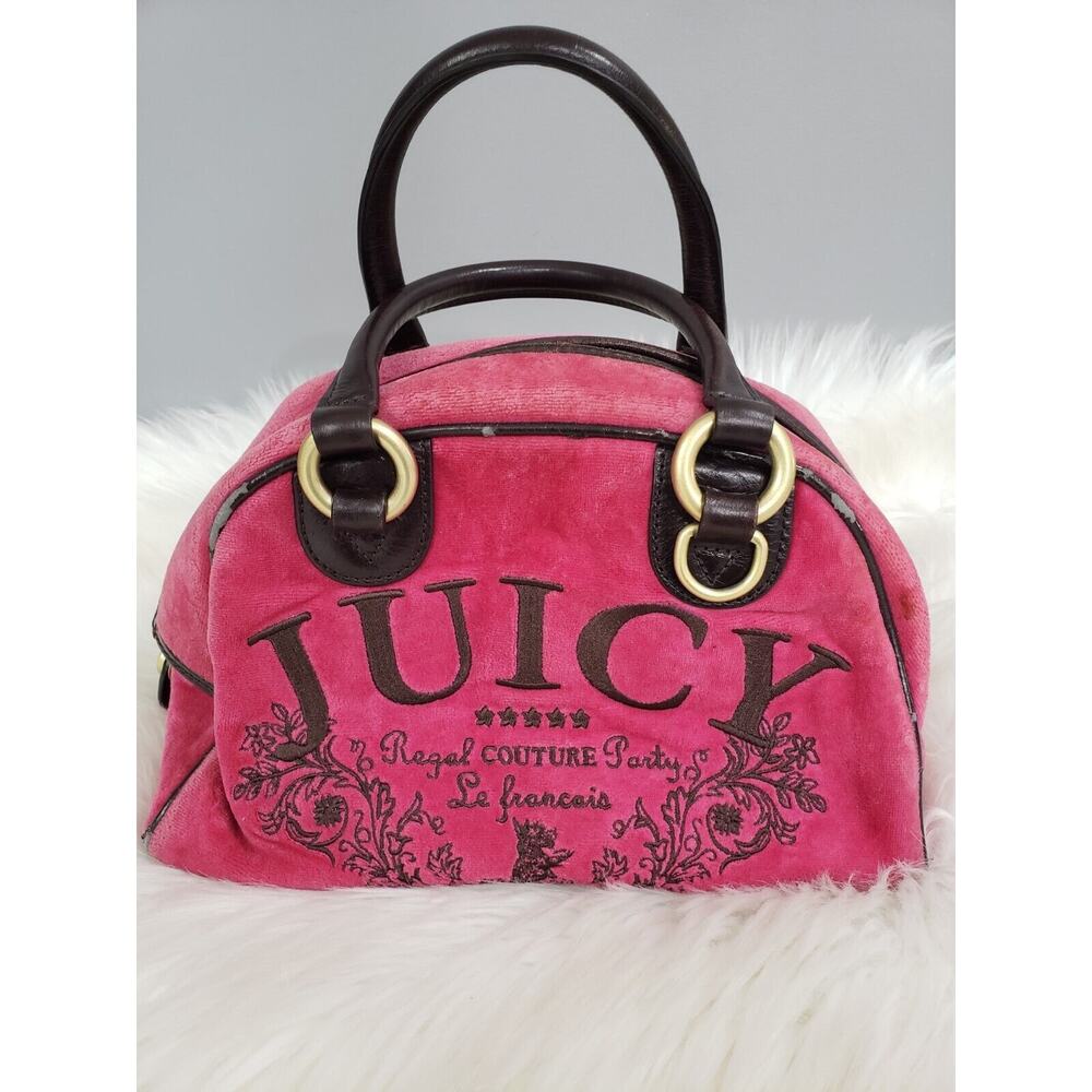 Vintage Juicy Couture Bowler Bag Y2K Pink Velvet